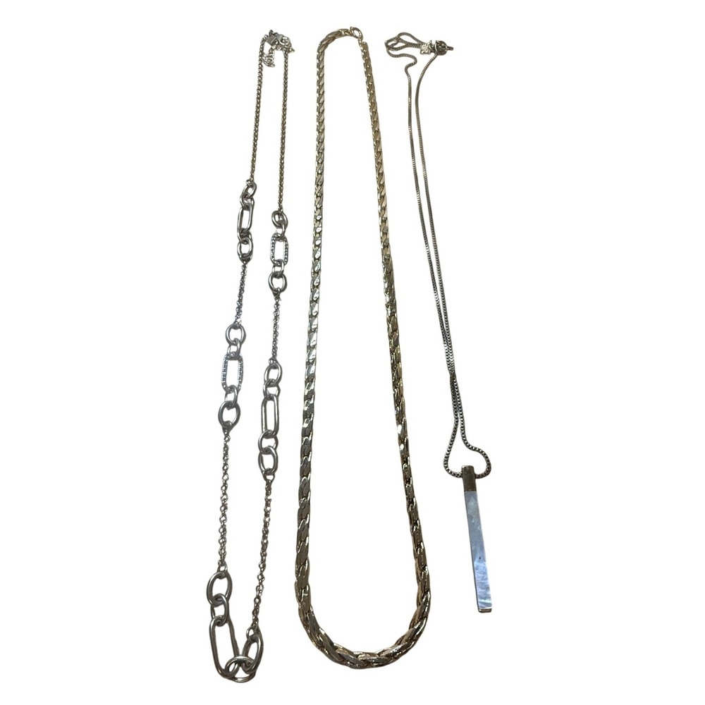 Classic Minimalist Boho Gold Tone Necklaces Long Bundle of 3 Branded
